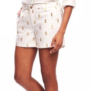 Old Navy Linen White Gold Pineapple 3.5” Shorts 8
